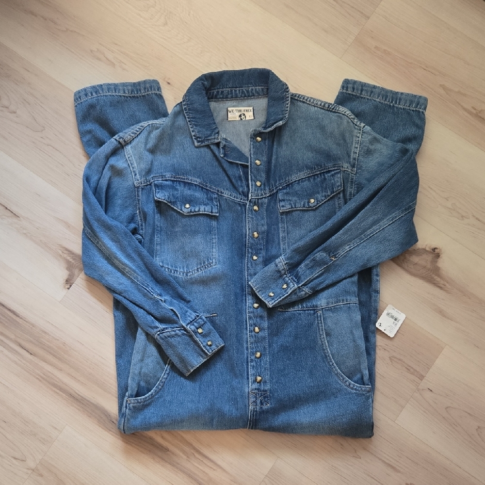 NWT Free People X Care FP Townes Jumpsuit, Indigo, Size XS